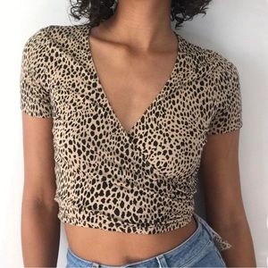 Brandy Melville Leopard Rae Tie Wrap Top